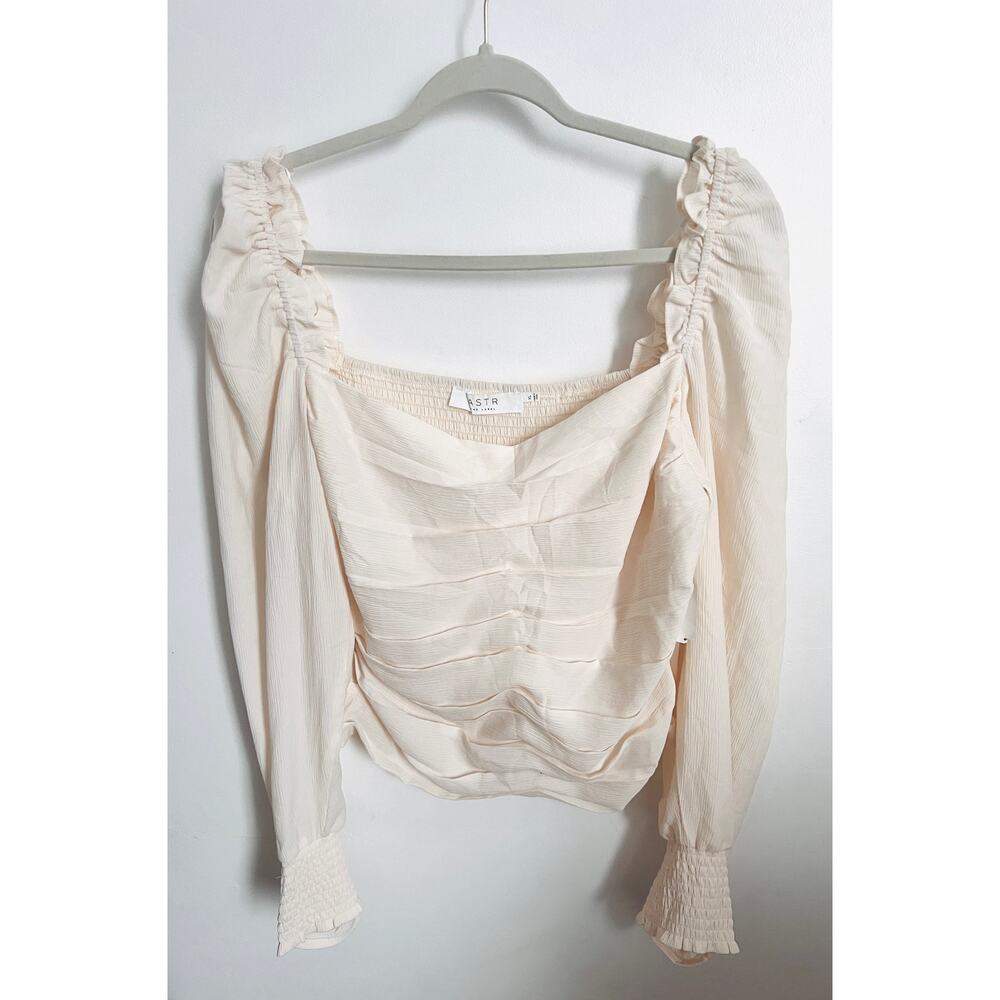 ASTR the Label Tonina Ruched Blouse Anthropology Boho XL romantic NWOT